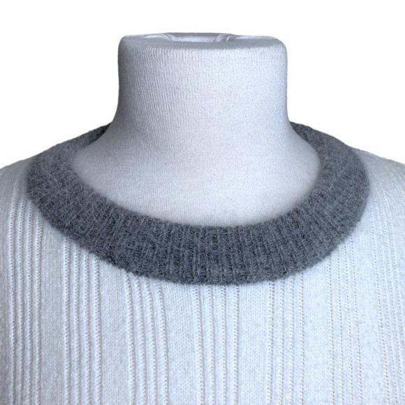 Gabby Isabella Angora Blend Ribbed Knit Crewneck Top Small Long Sleeve Fur Cuffs - Picture 7 of 8